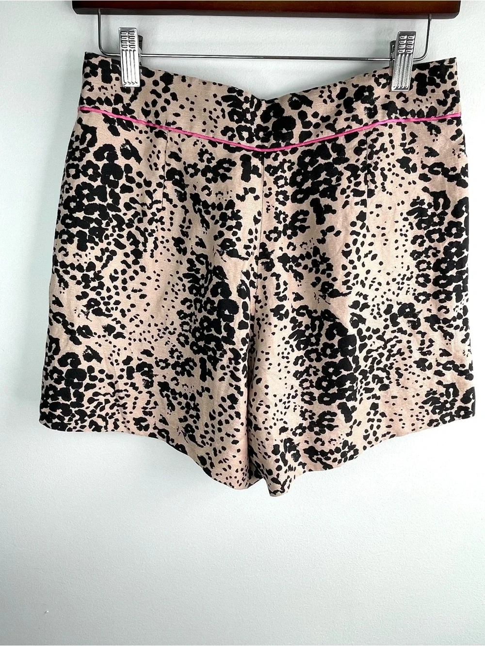 J. Crew Trousers Beige and Black Leopard Print High-Waist Shorts Size 6